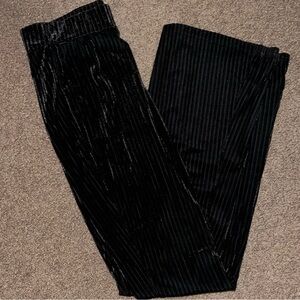 Black Velvet Ribbed Pants